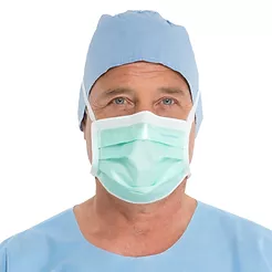 Halyard Surgical Mask, Anti-Fog Adhesive Film, Tie Closure, Pleated, One Size Fiive Film, Tie Closure, Pleated, One Size Fi